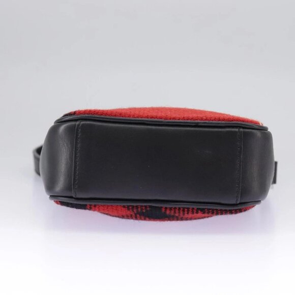 BURBERRY Nova Check Shoulder Bag Wool Red Silver - Picture 5 of 16